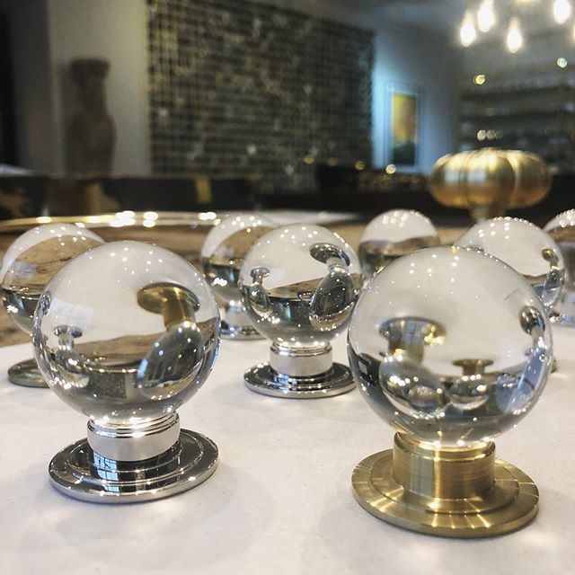 We love these Elden glass cabinet knobs | polished nickel and brushed brass